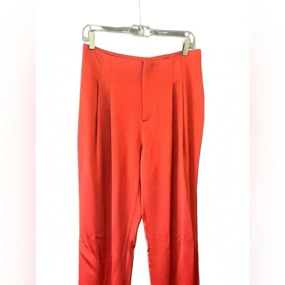 Cinq a Sept 5a7 SATIN RUTHY PANT Pleated Front Zip Closure Straight leg Size 4 - Picture 8 of 16